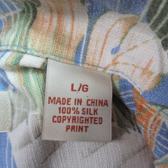 Tommy Bahama Shirt Mens Large Blue Island Zone Hawaiian Tropical Resort Camp - Picture 7 of 8